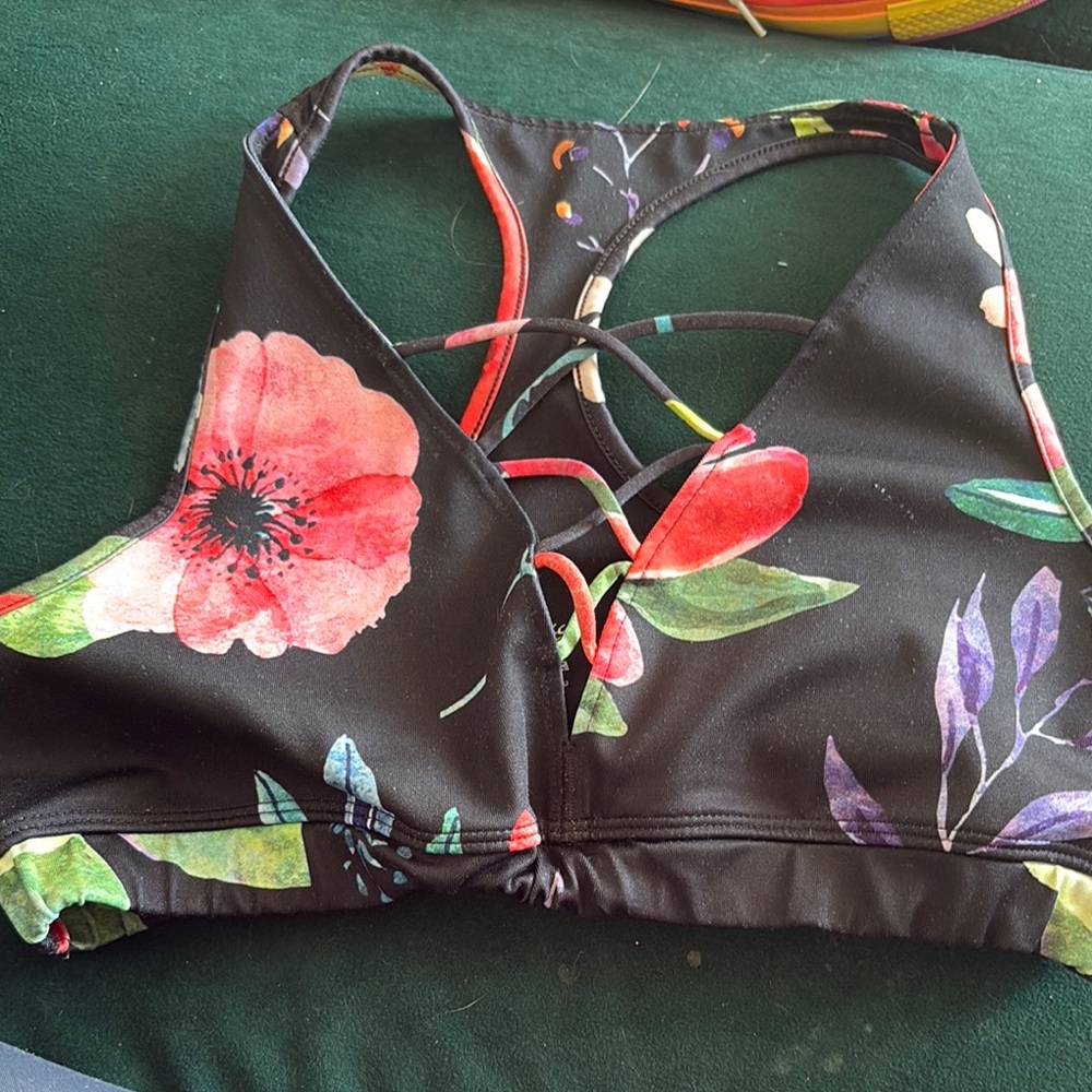 Floral Cross-Back Bikini Top